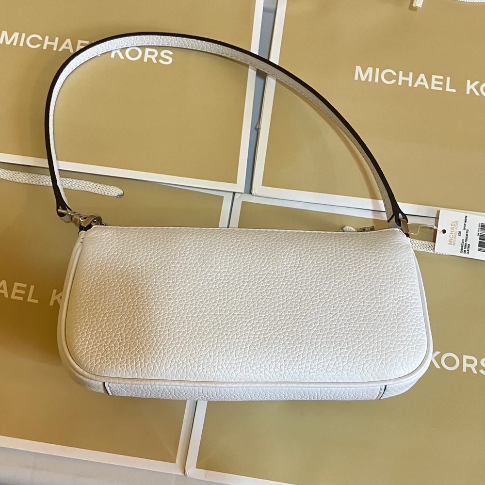Michael Kors ZOE SM Conv Pouchette Optic White Leather - Picture 3 of 10